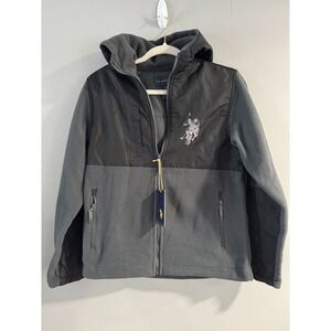 US‎ Polo Assn  Boys Black & Gray Fleece Jacket Size Large 14/16